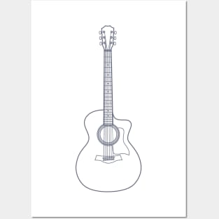 Auditorium Style Acoustic Guitar Outline Posters and Art